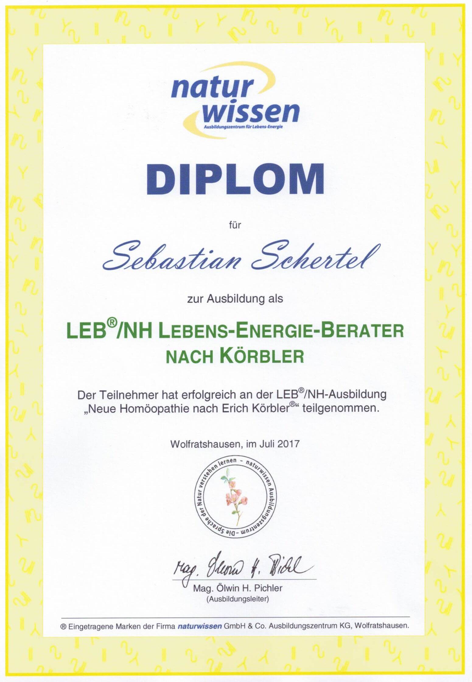 Diplom_Lebens-Energie-Berater_Koerbler Diplom Lebens-Energie-Berater Neue Homöopathie nach Erich Körbler